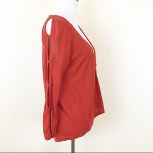 Anthropologie Postmark Burnt Orange Button Sleeve Hellebore Cardigan - Size XS